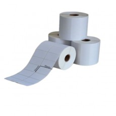 Giấy decal nhiệt in tem nhãn khổ 50x30mm, 2 tem/hàng, cuộn 50m( decal thường , máy in mực )